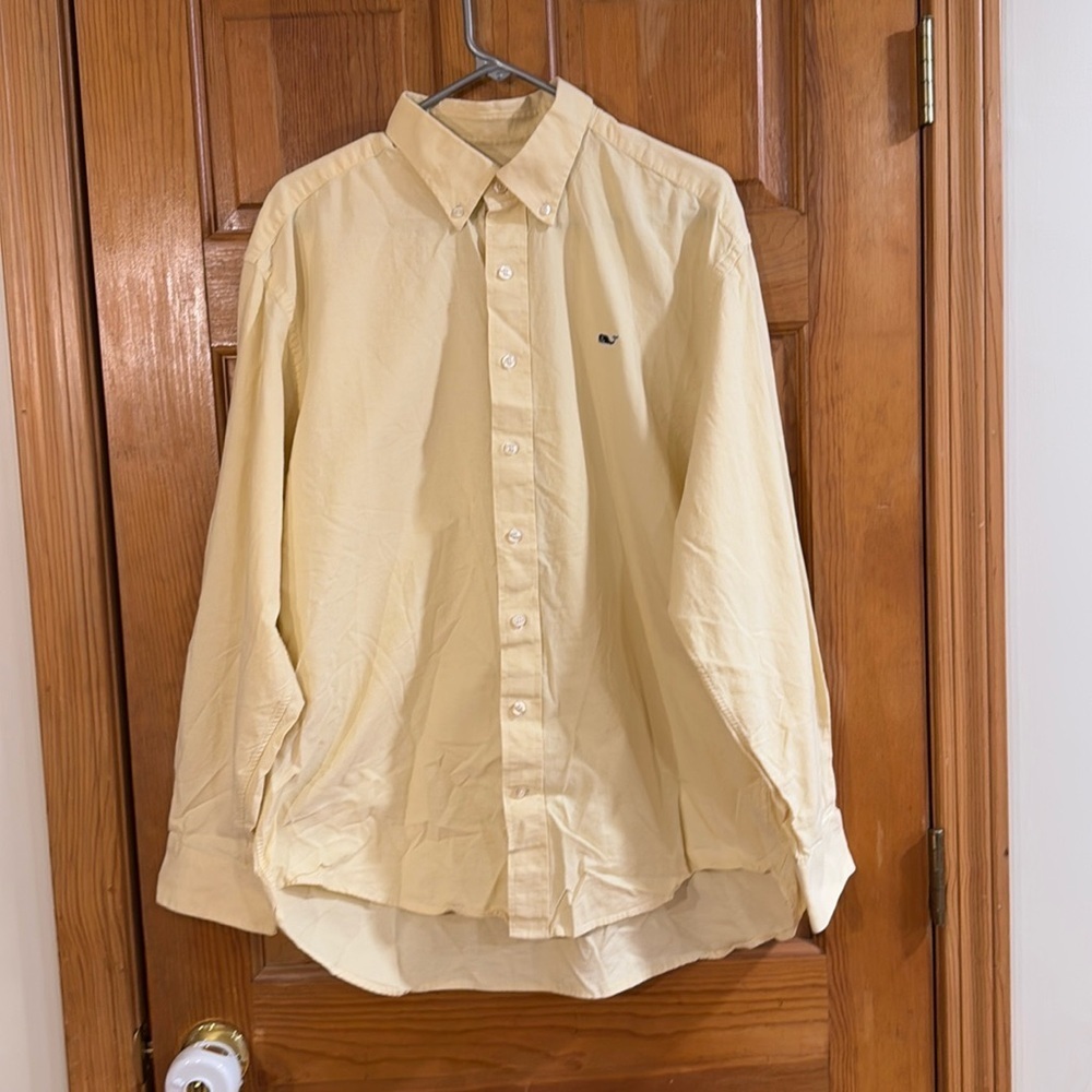Vineyard Vines Whale Shirt Men's Large Yellow Long Sleeve Button Down Cotton